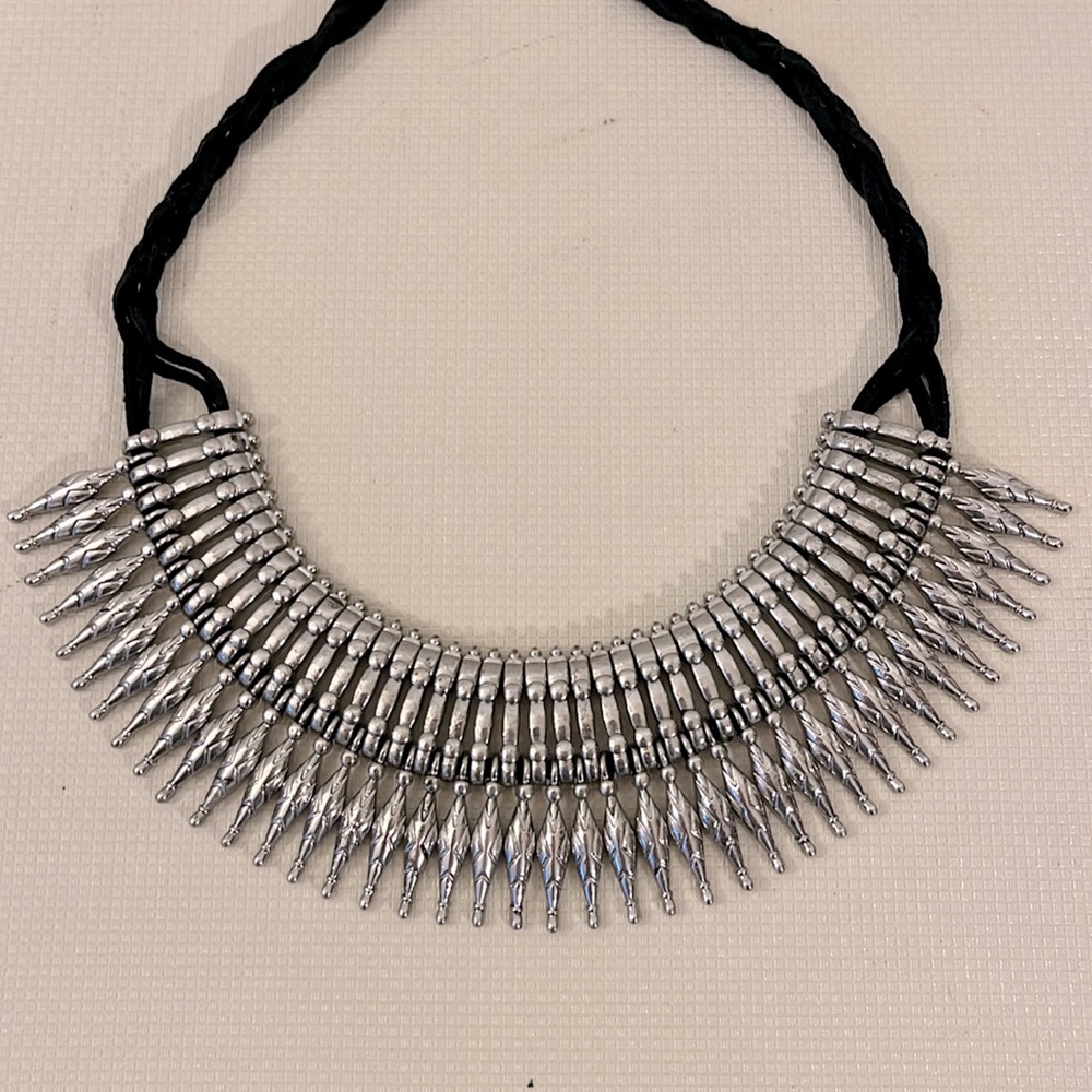 Silver Statement Choker Necklace - image 3